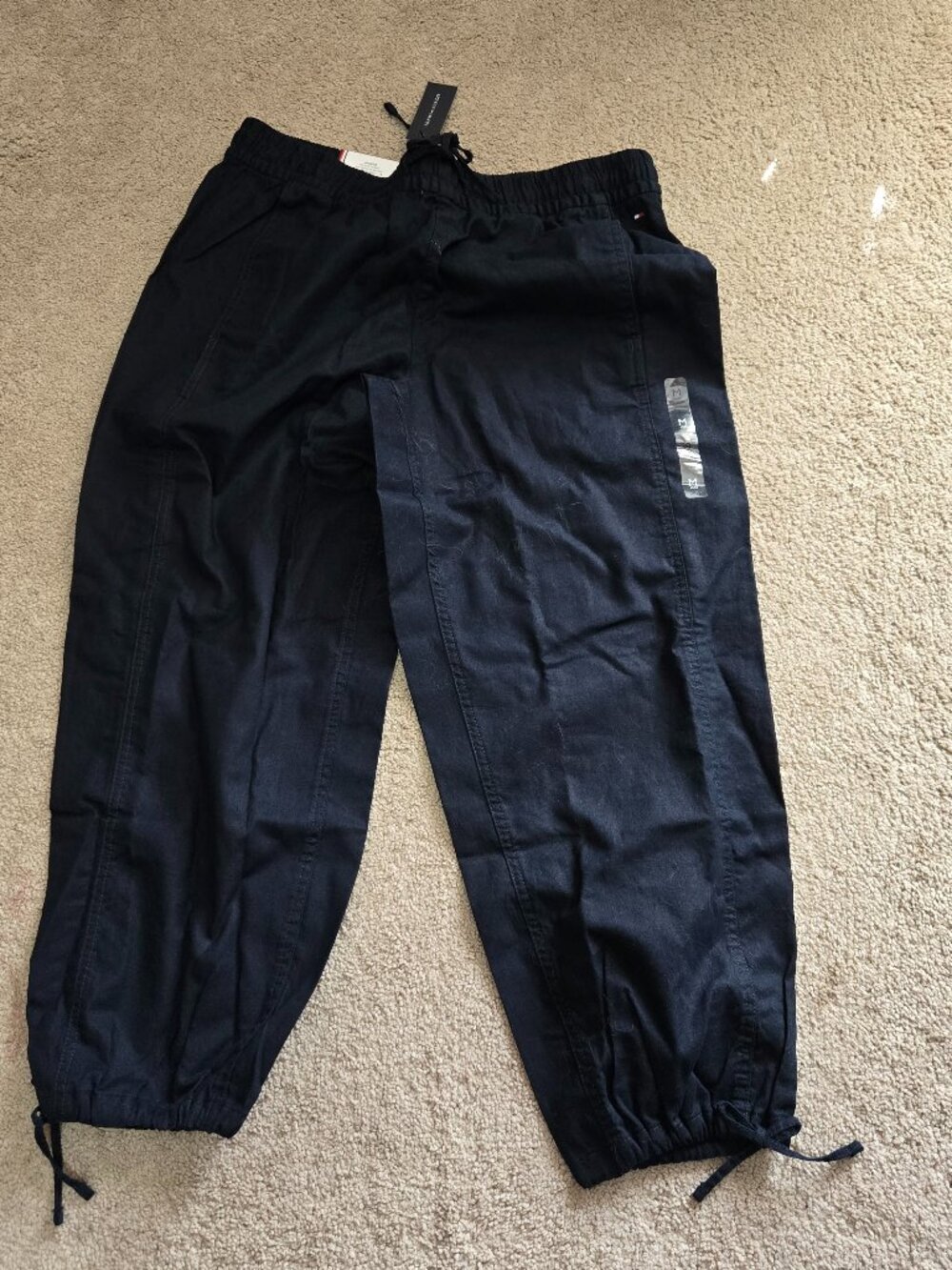 Tommy Hilfiger Linen Navy Blue Meduim Crop Pants